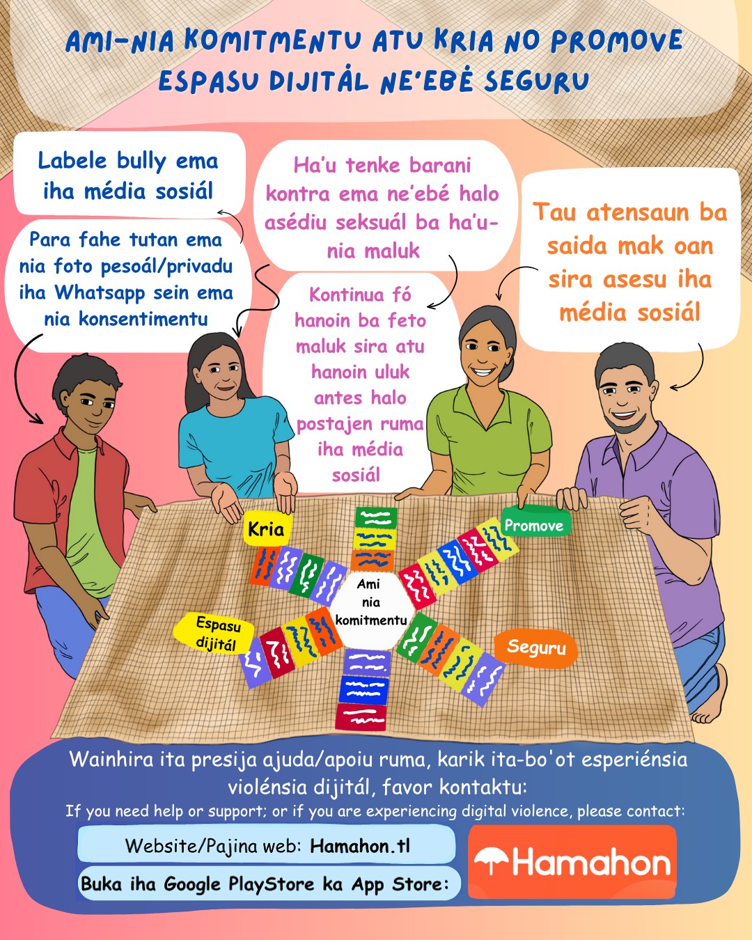 Iha buat barak ne’ebé ita hotu bele halo atu kria no promove espasu dijitál ne’ebé seguru ba ema hotu